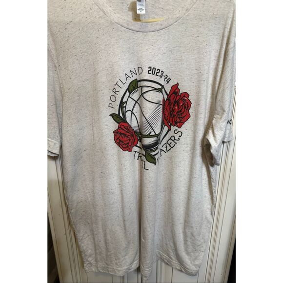 Bella + Canvas Men's Portland Trail Blazers 2023-24 Inked Rose City Tee Cream XL - Picture 10 of 10
